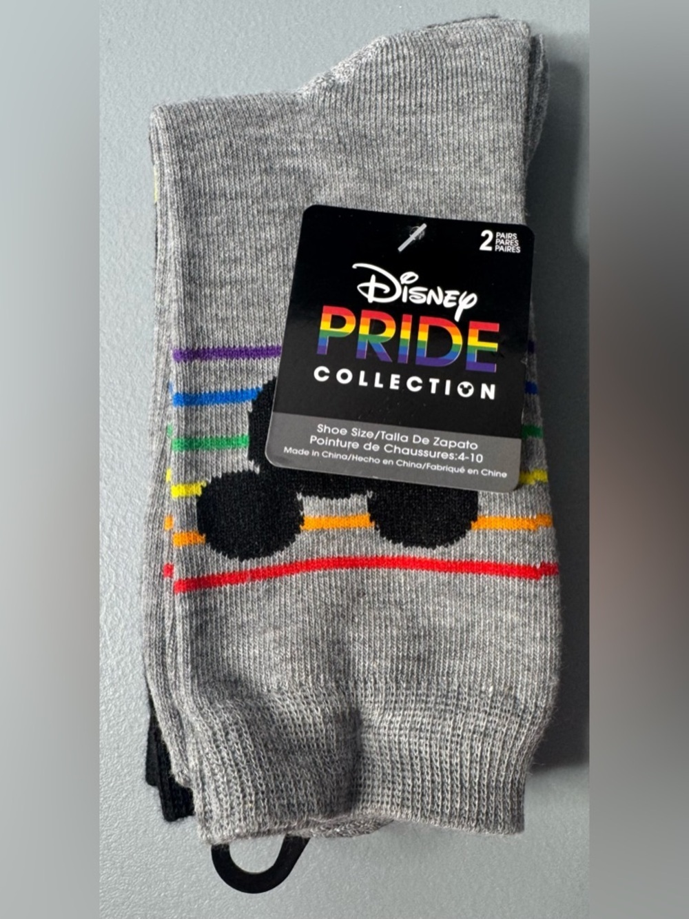 Disney Mickey head logo Rainbow Stripe pride collection Socks unisex rainbow 2pc